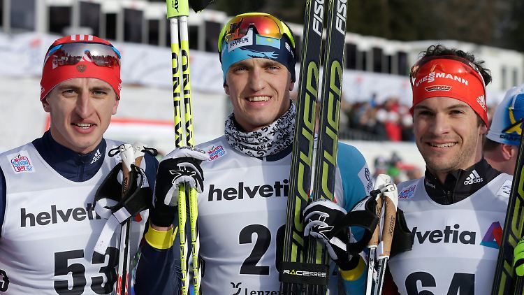 Unter den Besten: Hannes Dotzler, rechts, neben dem Sieger Alexej Poltoranin und dem Drittplatzierten Stanislaw Wolschenzew aus Russland.