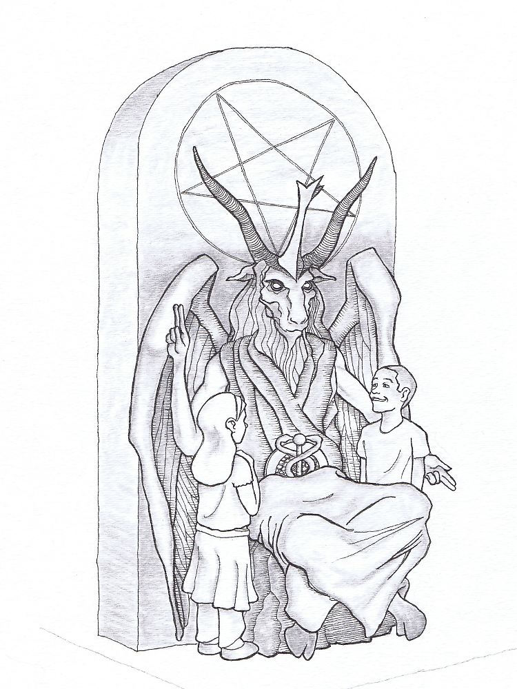 Naive Skizze als Vorschlag für die Behörden in Oklahoma: So stellt man sich beim "Satanischen Tempel" den Teufel vor.