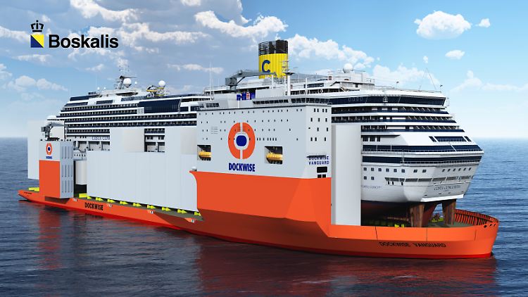 Abtransport, Plan B: Ein gewaltiges Halbtaucherschiff könnte die "Costa Concordia" huckepack nehmen, um den Meeresriesen endlich auf seine letzte Reise zu schicken.