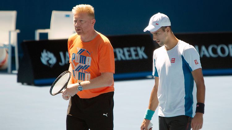 Unter der australischen Sonne: Boris Becker und Novak Djokovic. 