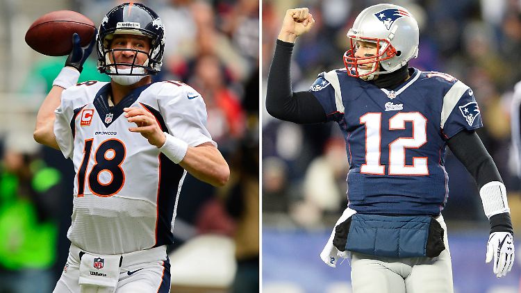 Manning (l.) gilt als präziserer Spieler, Brady zeigte im entscheidenden Moment immer Einsatz.