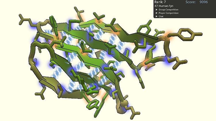 Eines der gefaltetet Proteine: "Foldit" nutzt das Wissen von Online-Gamern für die Wissenschaft aus.