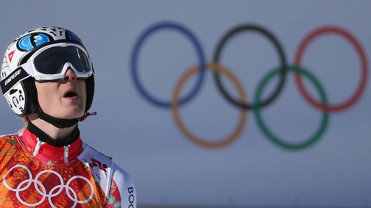 Enttäuschung nach dem Zieleinlauf: Maria Höfl-Riesch.