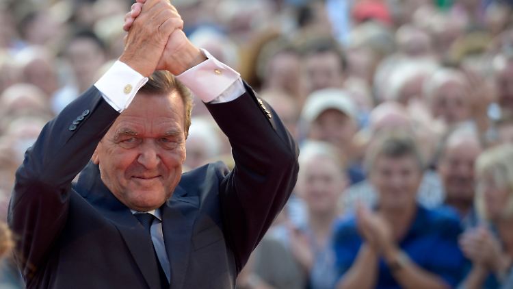 Die Schröder-Geste: Im vergangenen Jahr unterstützte der Altkanzler den SPD-Kanzlerkandidaten Peer Steinbrück bei einigen Wahlkampfterminen.
