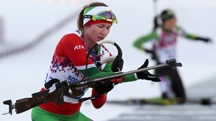 Zweites Gold in Sotschi: Biathletin  Darja Domratschewa aus Weißrussland.