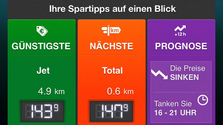Die Tankapp gibt einen guten Überblick über die Preislage an den einzelnen Zapfsäulen.