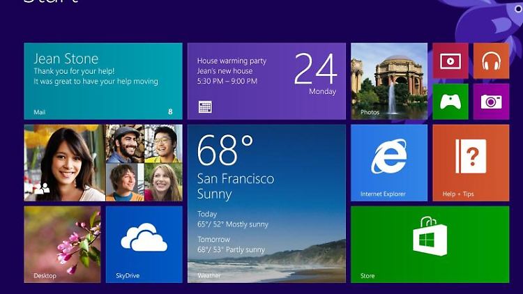 Der Startscreen von Windows 8.1 - was ändert sich bei einer Gratisversion?
