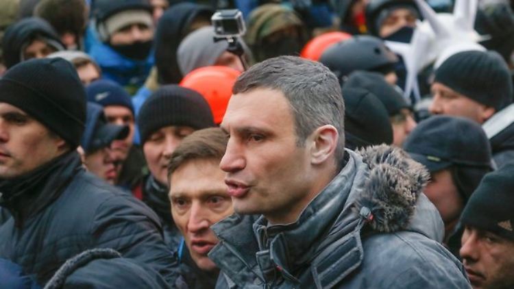 Vitali Klitschko während einer Demonstration in Kiew. 