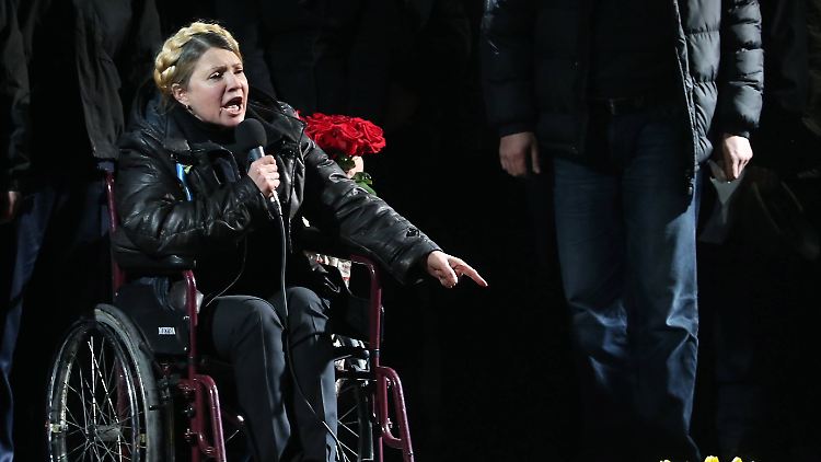 Wegen der starken Schmerzen ist Julia Timoschenko auf den Rollstuhl angewiesen.
