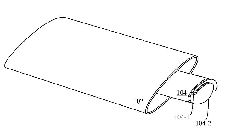 Das Display wird eingerollt in das transparente Gehäuse gesteckt und schmiegt sich dann durch seine Elastizität an die Hülle an.