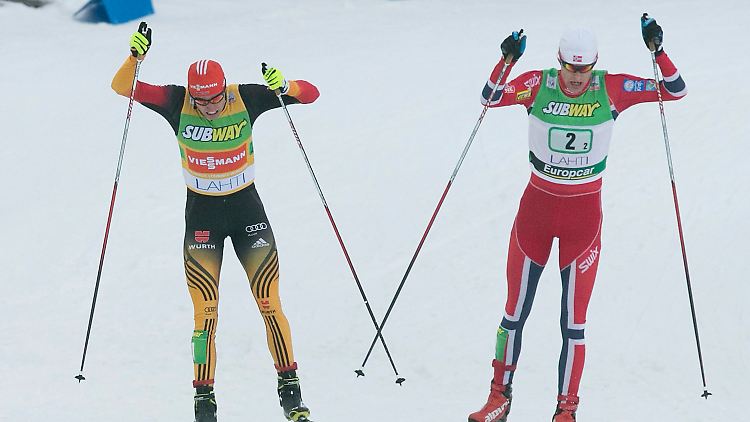 Starkes Finish: Im Schlussspurt setzte sich Johannes Rydzek gegen den Norweger Jörgen Graabak durch.