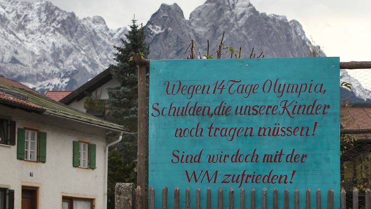 Ein Anti-Olympia-Plakat in Garmisch-Partenkirchen. Am Ende entschieden sich die Bürger gegen eine Bewerbung für die Winterspiele 2022.