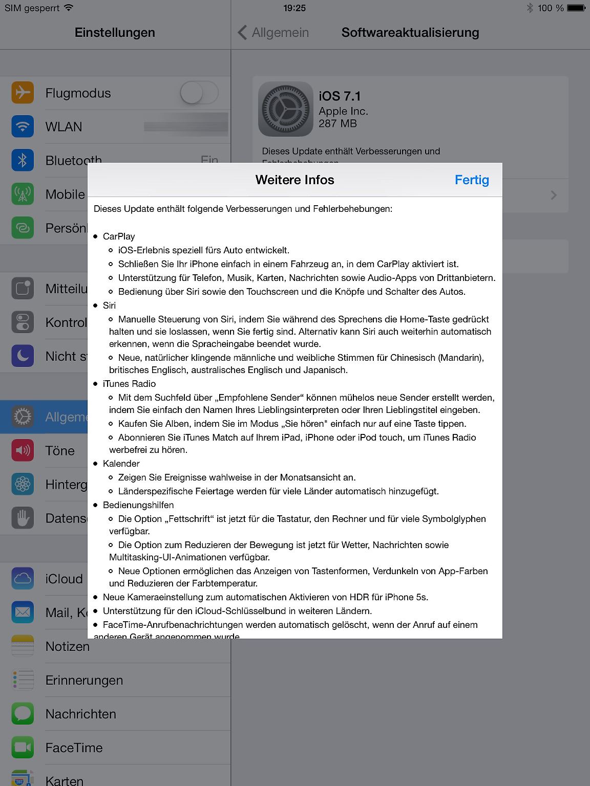 iOS 7.1 bringt so viele kleine Änderungen, ...