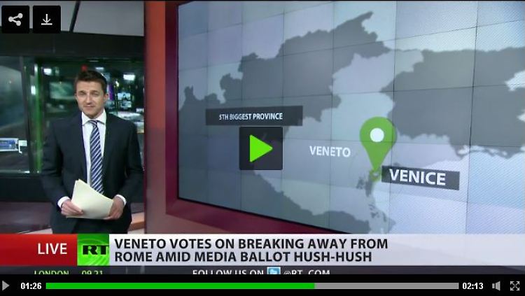 "Russia Today" fragt: "Haben Sie schon von dem Referendum in Venetien gehört?"