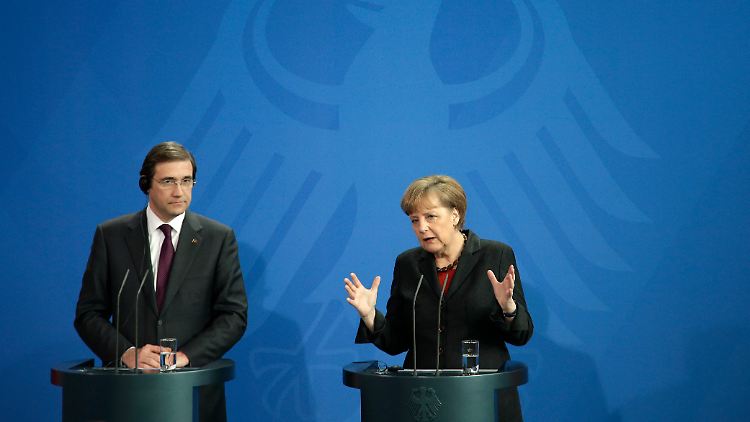 Bundeskanzlerin Merkel und Portugals Premierminister Coelho.
