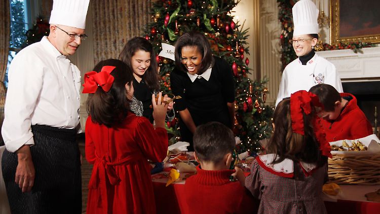 Sie wird seine Törtchen und Desserts vermissen: Michelle Obama und Konditor Bill Yosses.