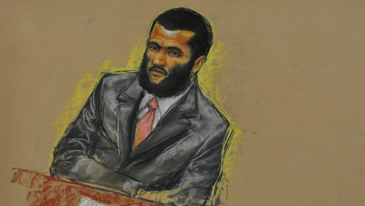 Omar Khadr auf dem Bild einer Gerichtszeichnerin. 