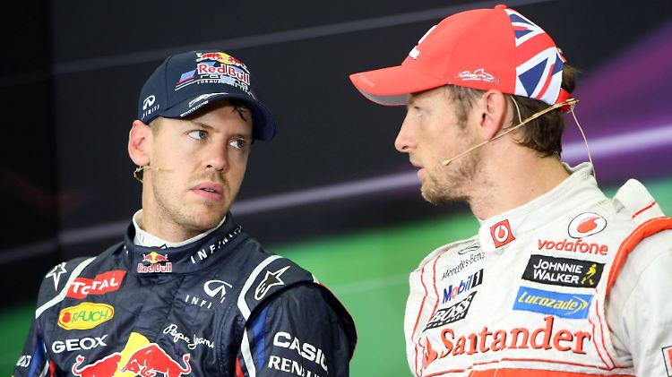 Rivalen der Rennbahn: Sebastian Vettel und Jenson Button.