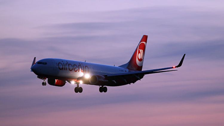 Eine Air-Berlin-Maschine im Landeanflug.