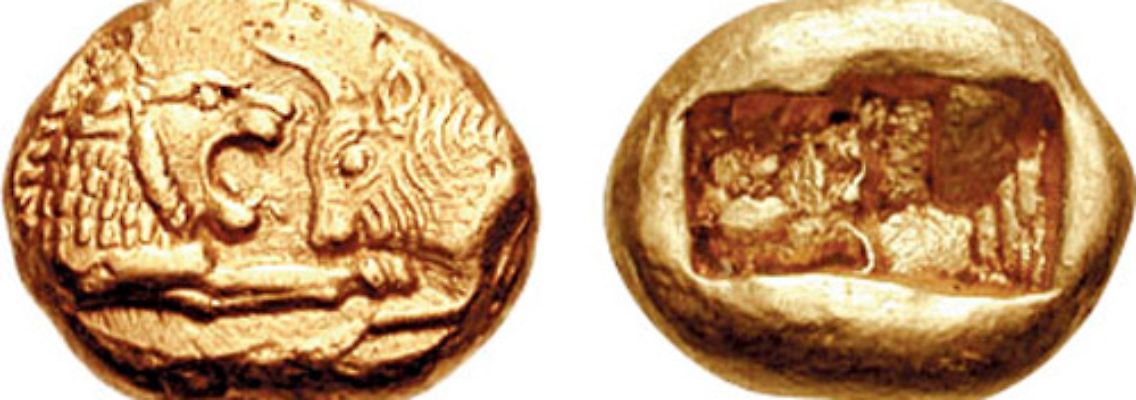 Münze aus der Zeit von Krösus, Mitte des 6. Jahrhunderts v. Chr.
