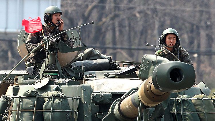 Südkoreanische Soldaten während einer Militärübung an der Grenze zum Norden.