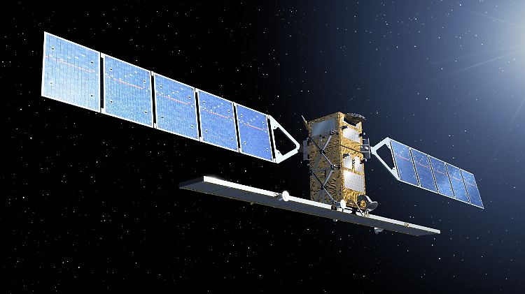 Computergrafik des "Sentinel"-Satelliten.