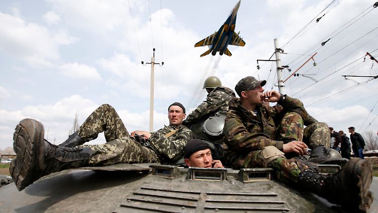 Ukrainische Soldaten halten die Stellung in Kramatorsk.