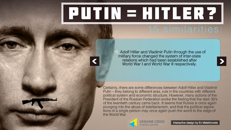 Das Ukraine Crisis Media Centre vergleicht Wladimir Putin mit Adolf Hitler.