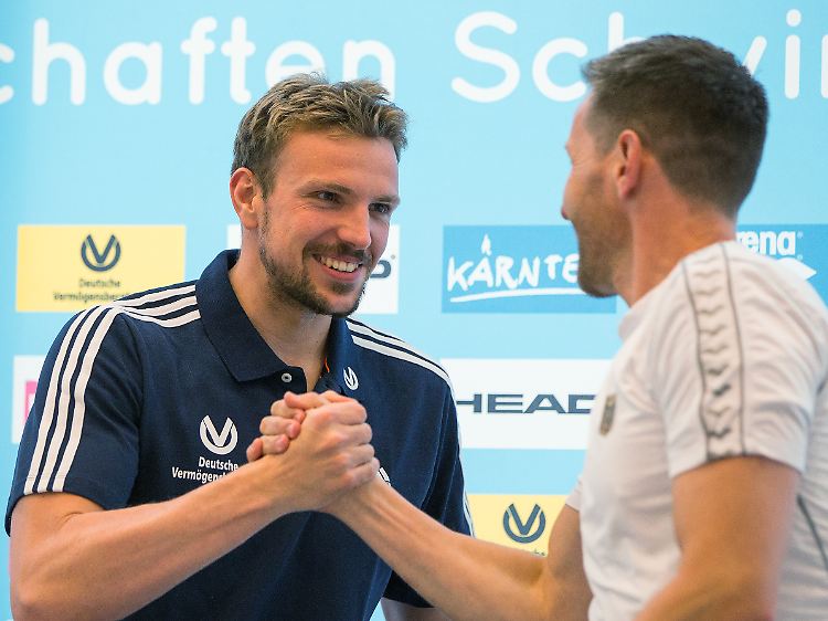 Paul Biedermann (l.) und Bundestrainer Henning Lambertz blicken optimistisch in die Zukunft.
