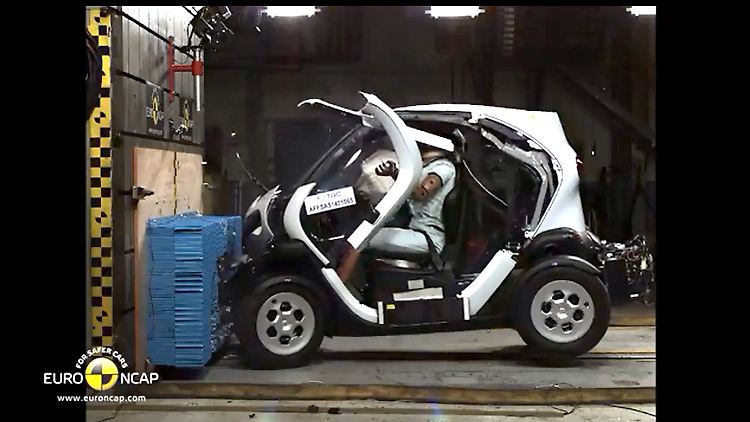 Beim Crashtest des EuroNCAP schneidet der Renault Twizy noch am besten ab.