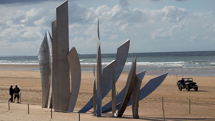 Das Gedenkmonument am Omaha Beach in Vierville sur Mer in der Normandie.