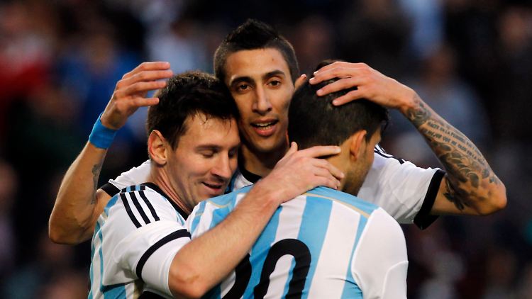 Argentinische Superstarparade: Lionel Messi, Angel Di Maria und Sergio Aguero.