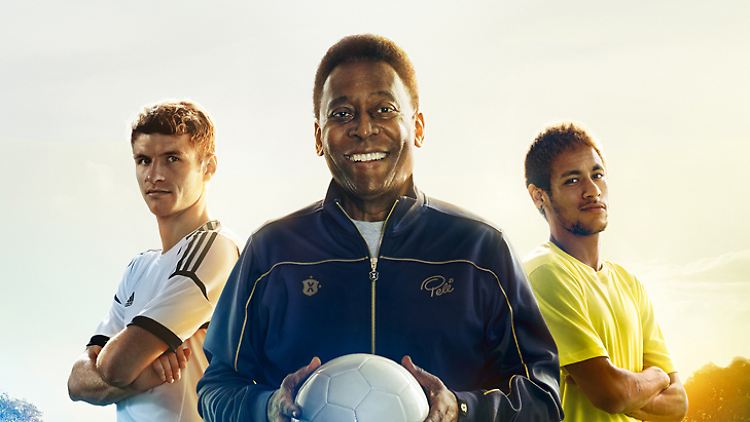 Drei Superstars des Fiußball werben für VW: Thomas Müller, Pelé und Neymar.