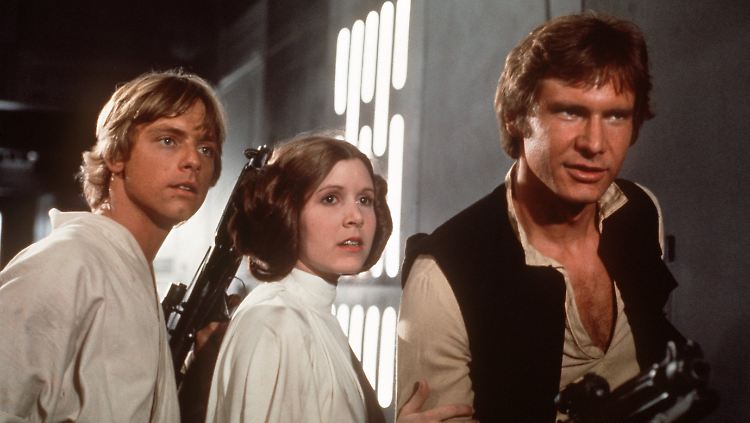 Han Solo (r.) bekam nur eine kleine Gage, durfte dafür aber Prinzessin Leia küssen.