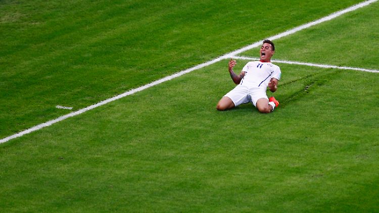 Chiles Eduardo Vargas nach seinem Treffer zum 1:0 gegen Spanien.