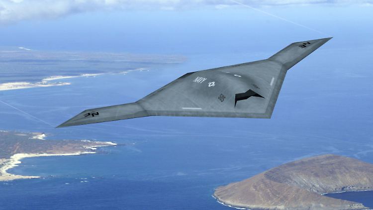 Die X-47B von Northrop Grumman ist eine der am weitesten entwickelten Kampfdrohnen. Sie kann auf Flugzeugträgern starten und landen. (Computergrafik)