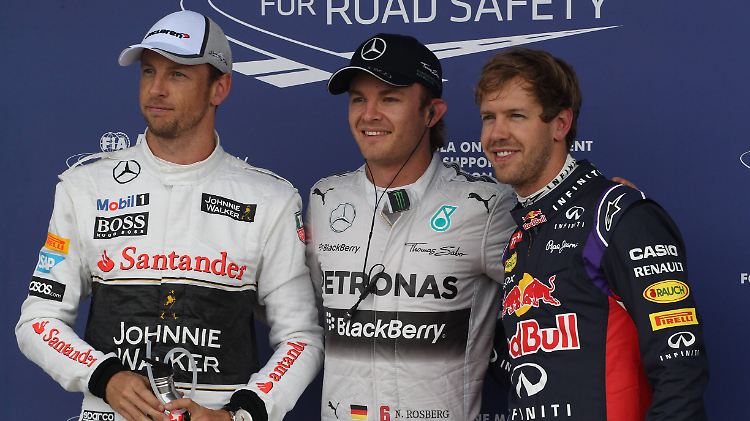 Die besten Drei: Jenson Button, Nico Rosberg, Sebastian Vettel.