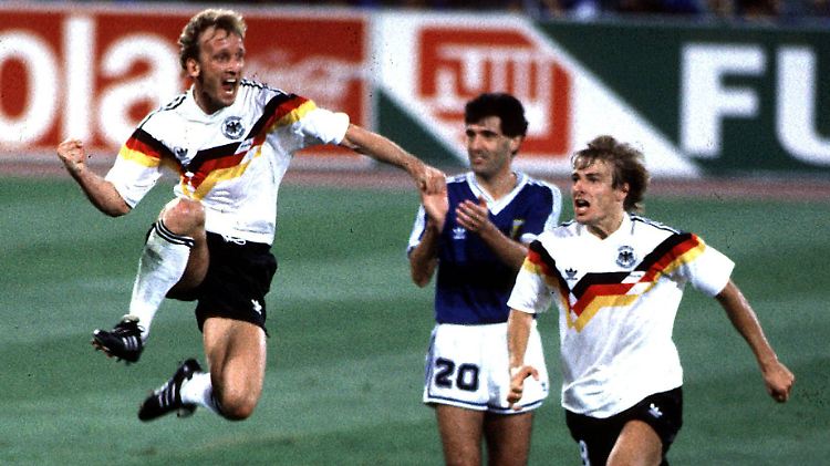 Matthäus wollte nicht schießen, Brehme verwandelte sicher - da klatscht sogar der Argentinier.