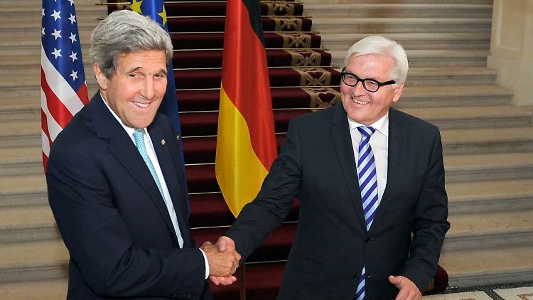Kerry und Steinmeier bemühen sich, gute Stimmung zu verbreiten.
