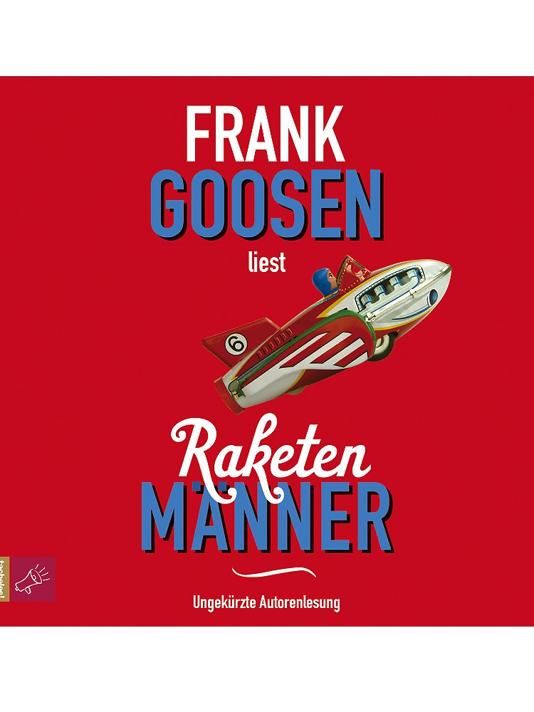 "Raketenmänner" ist als Audiobook bei Roof Music erschienen. Goosens frühere Werke "Sommerfest", "So viel Zeit", "Radio Heimat" und "A40" ebenso.