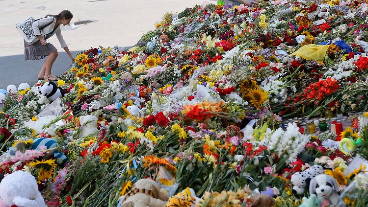 Weltweit trauern Menschen um die Opfer des Absturzes. Hier liegen Blumen vor der niederländischen Botschaft in Kiew.