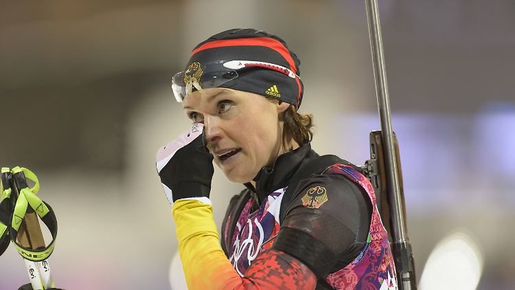 Evi Sachenbacher-Stehle bei den Winterspielen in Sotschi.