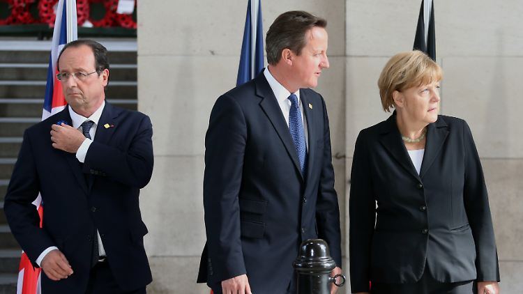 Nicht immer einer Meinung: Ob sich Hollande, Cameron und Merkel beim Thema Sanktionen einig werden?