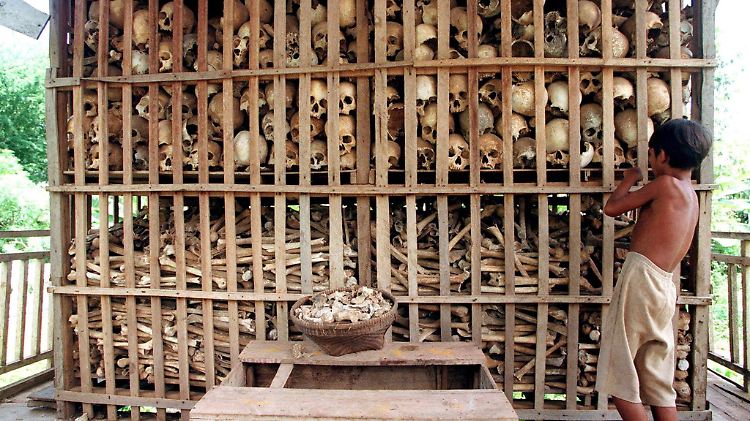 Eine Gedenkstätte erinnert heute an die Opfer der Schreckensherrschaft der Roten Khmer.