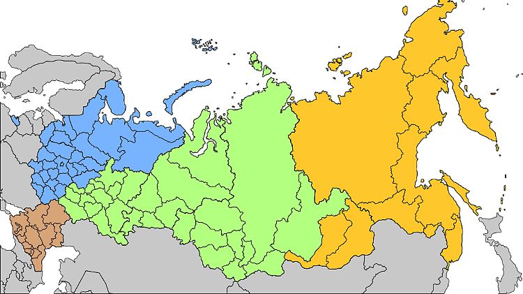 Russland ist in vier Verteidigungsbezirke aufgeteilt.