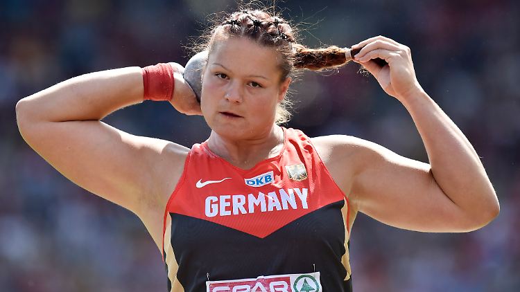Goldig: Christina Schwanitz bei der Leichtathletik-EM in Zürich.