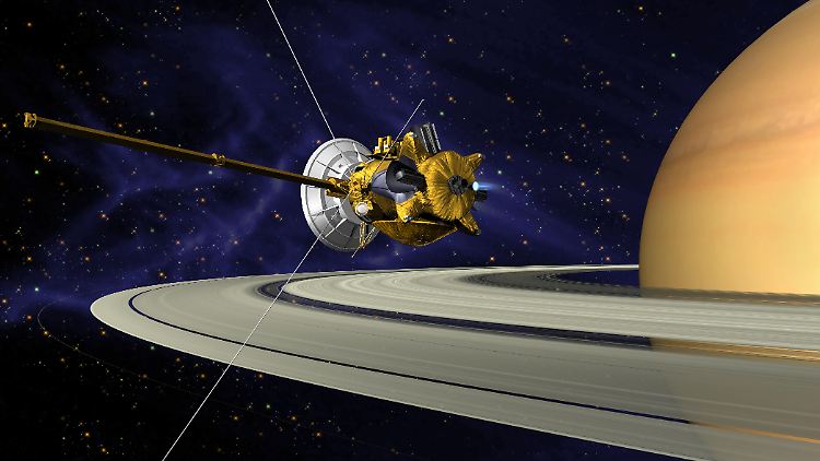 Raumsonde Cassini am Saturn (Nasa-Computergrafik)