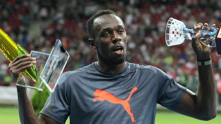 Usain Bolt kommt langsam in Schwung.