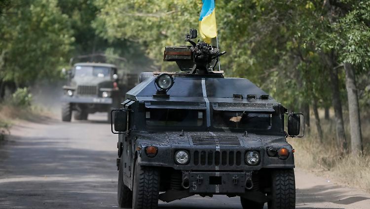 Ein ukrainisches Panzerfahrzeug in der Nähe von Kramatorsk.