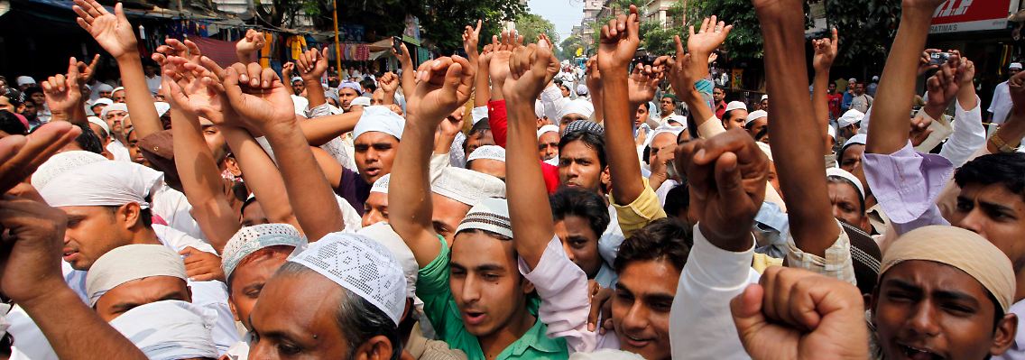 Muslime protestieren nach dem Tod Osama bin Ladens 2011 in der indischen Stadt Kalkutta.